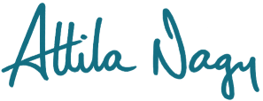 Stylized handwritten signature graphic on a light background